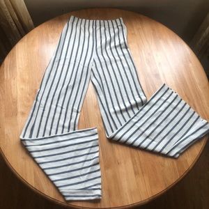 Bijou Apparel White and Gray Ribbed Flared Pants